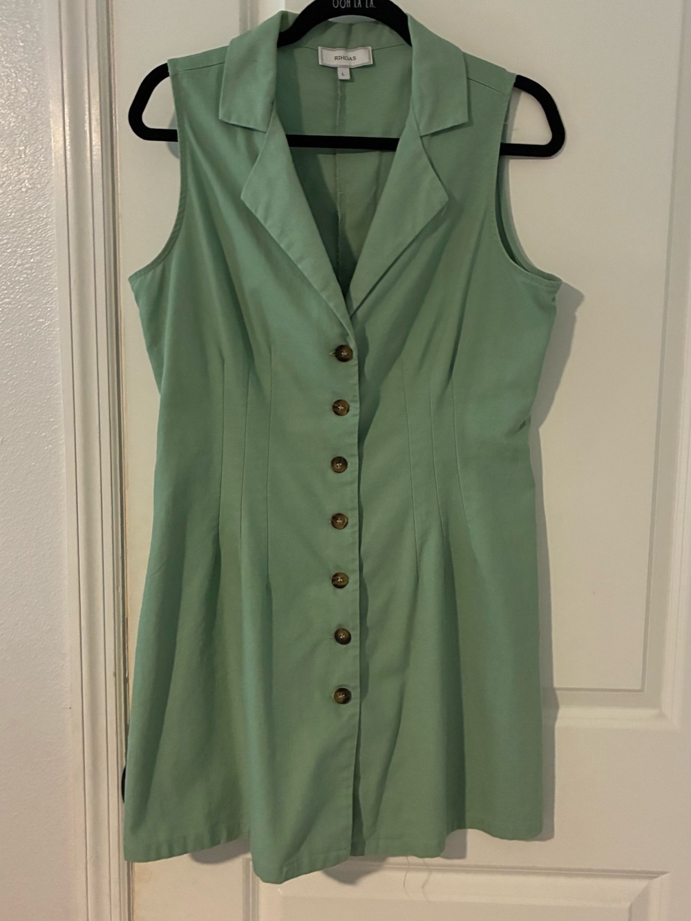 RIHOAS Mint Green Sleeveless Button-Front Mini Dress